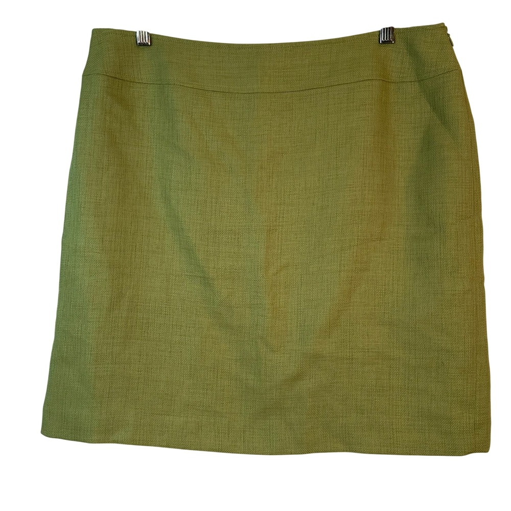 Green Textured‎ Woven Pencil Skirt Size 16P Petite Side Zip Lined Career
